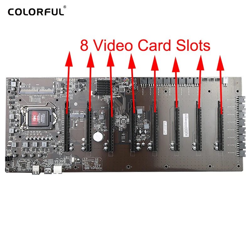 

COLORFUL Mining Motherboard LGA1151 C.B250A-BTC PLUS 8 Graphics Cards Slots pcie 3.0x16 BTC ETH Mining Mainboard SO-DIMM