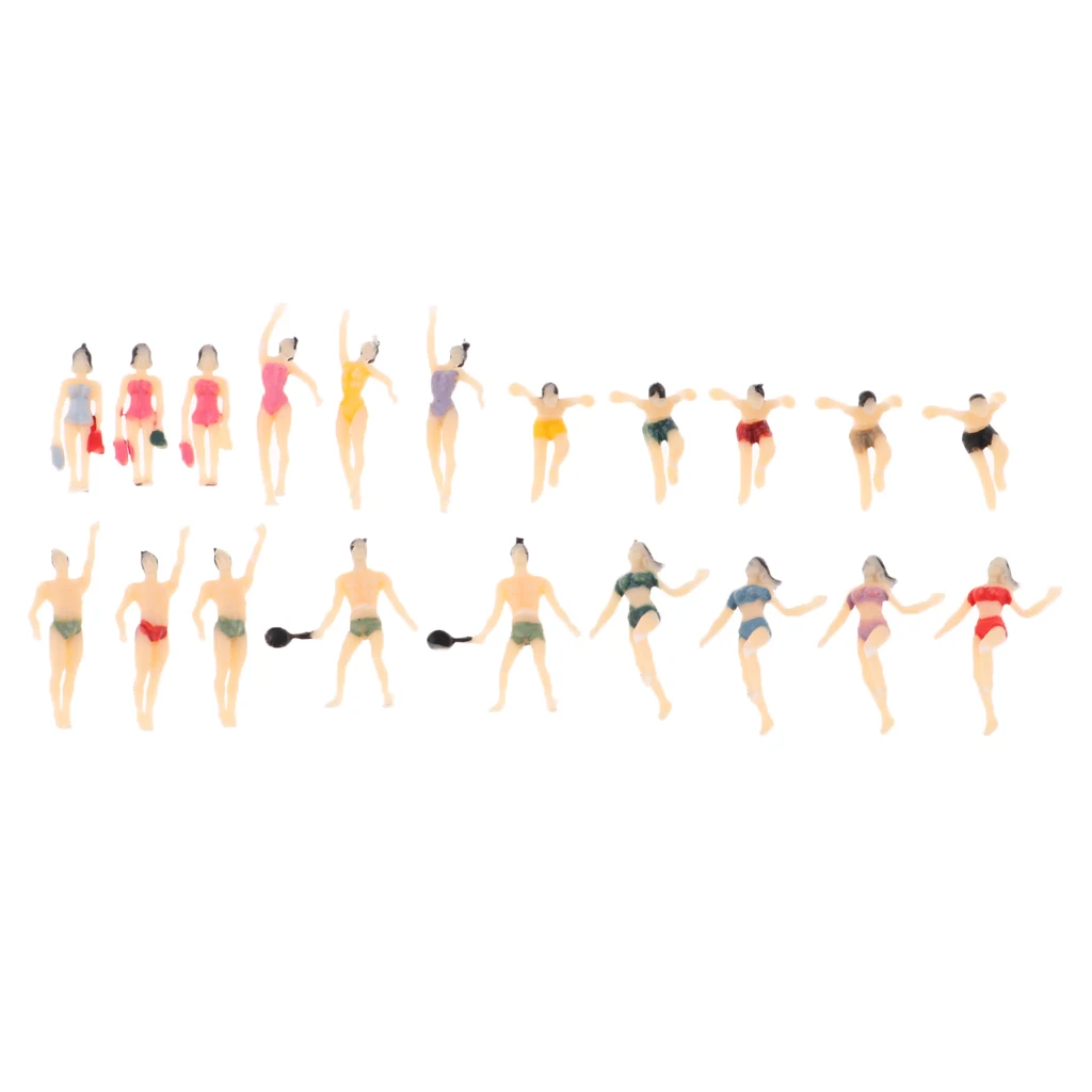 

20Pcs N Scale 1:150 Painted Model Figures People Male Female Swimmer for Diorama Wargame Layout Landscape Scenery Parts