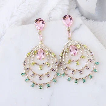 

Water Drop CZ Hollow Earrings Luxury Lady`s Elegant Jewelry Wholesale XIUMEIYIZU High Quality Women`s Jewelry Export