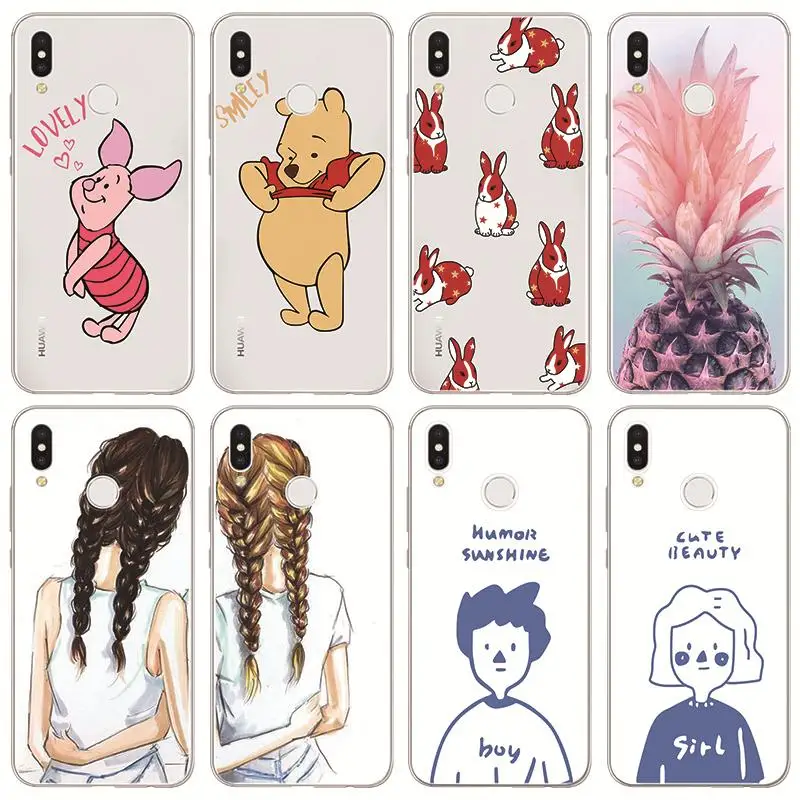 

Soft TPU Cartoon Girl Case For Coque Huawei Y5 Y9 Y7 Y6 Y3 Prime Pro 2017 2018 2019 nova 3 4 3i 3e 4e Enjoy 9 9s Case Cover Capa
