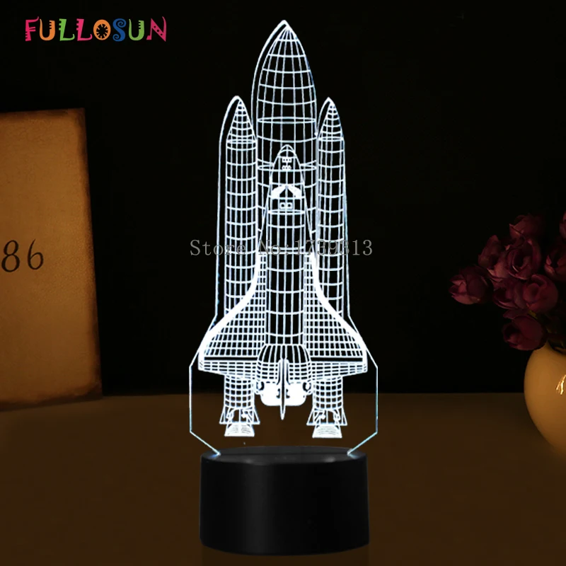 

Rocket Model LED 3D Night Lights 7 Color Flashing Touch Sensor LED Illusion 3D Lamp for Bedroom Decoration Desk Lamp