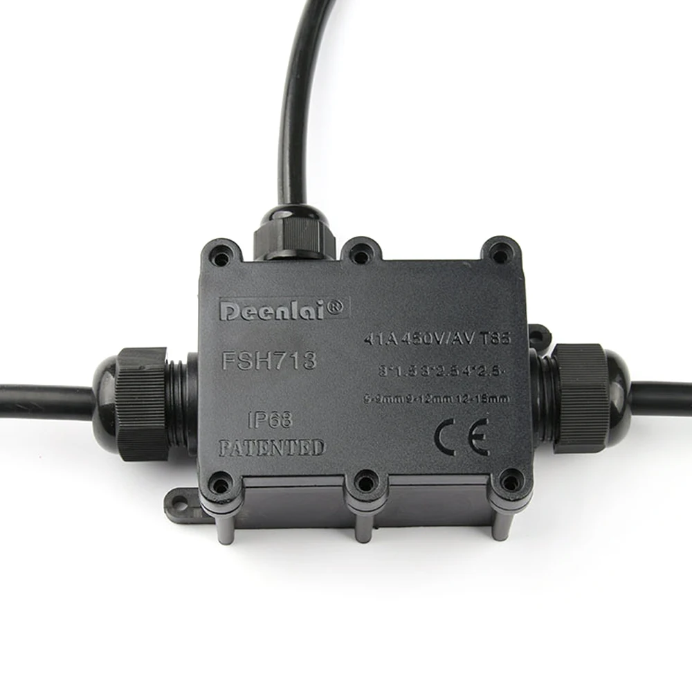 Black IP68 Waterproof Rating Plastic Cable Junction Box for Model M686-2+PA9-3P