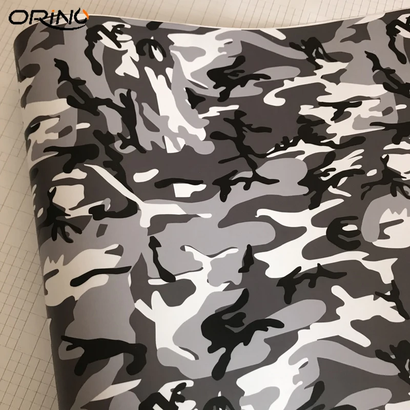 

10/20/30/40/50x152cm Black Gray White Camouflage Vinyl Film DIY Car Wrap Foil With Air Release Bubbles Adhesive Sticker Decal