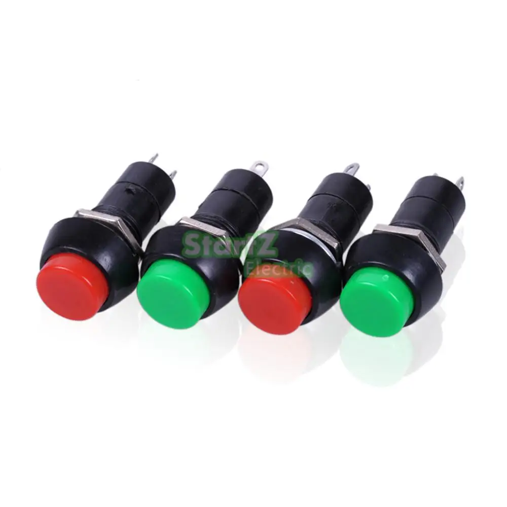 10pcs PBS 11B 2PIN Plastic 12mm Push Button Momentary Switch l3A 150V Red green random sent by