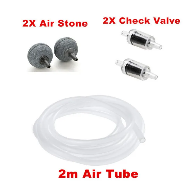 

Aquarium Accessories 2m Air Tube+2pcs Air Stone +2pcs Nonreturn Check Valves for Fish Tank Oxygen Air Pump