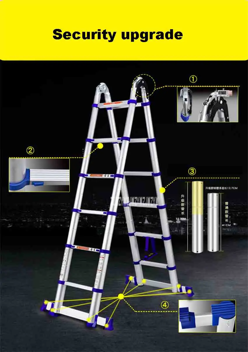 JJS511 высококачественный толстый алюминиевый сплав 2,85 M + 2,85 M Многофункциональная лестница Инженерная лестница портативная Бытовая