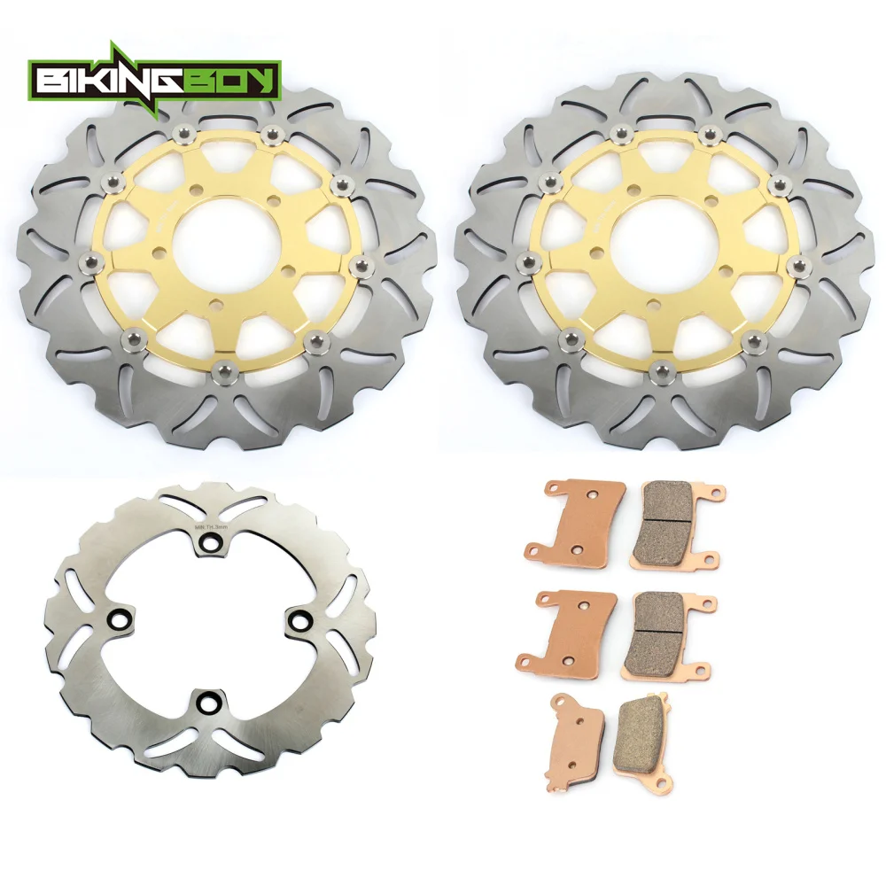 BIKINGBOY Motorcycle Full Set Front Rear Brake Disk Disc Rotor Pad for