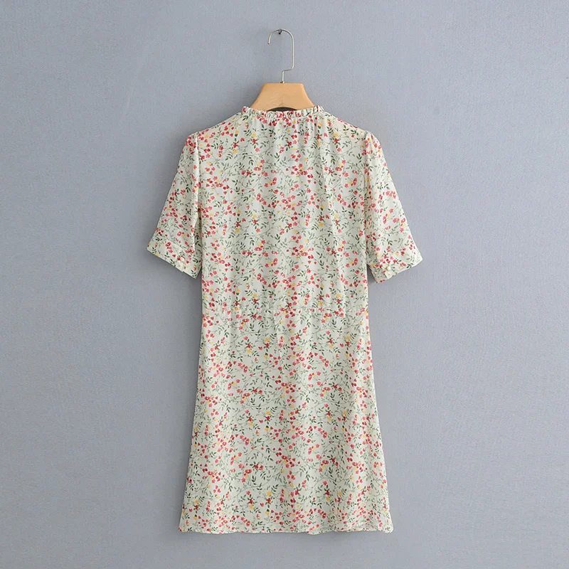 Printed Flower Tiling Dress Wild Women's Casual Summer Slim Knee-Length Straight Dress Fashion Beach Dresses