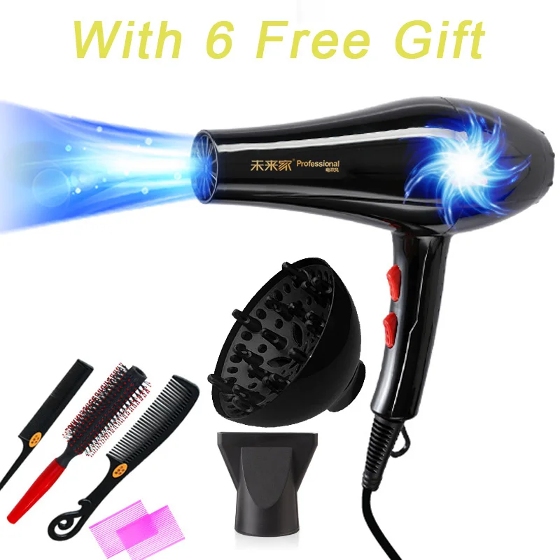 With 6 free gift High Quality 1200w real power Home Hair Dryer Blow