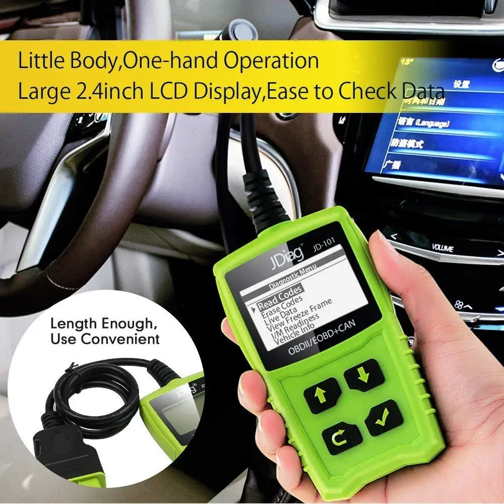 JDiag JD101 Code Readers Engine Scan Tool Check Engine Light Car Diagnostic Tool OBD2 Scanner Automotriz With Battery Test