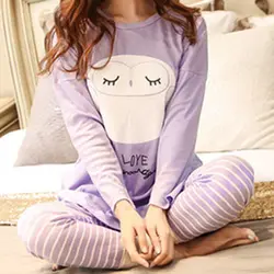 Женские пижамные комплекты с длинным рукавом с рисунком животных, большие размеры, пижамы для девочек, женские пижамы, домашняя одежда