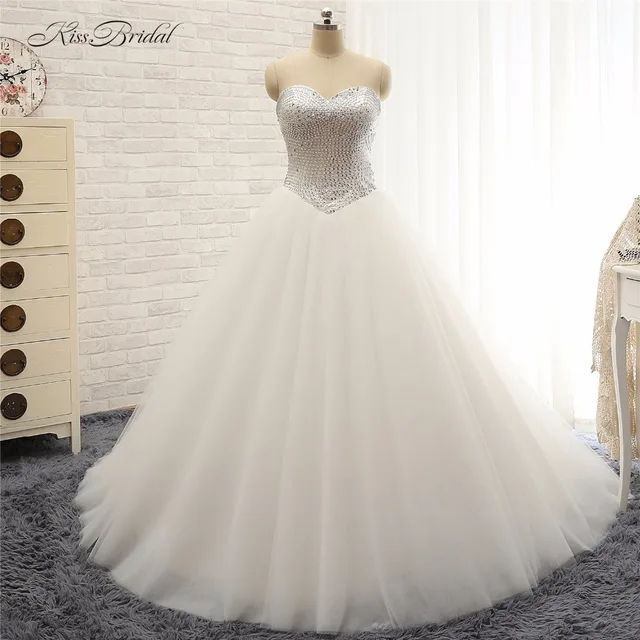 stunning fashion ball gown wedding dresess 2018 sequins sweetheart