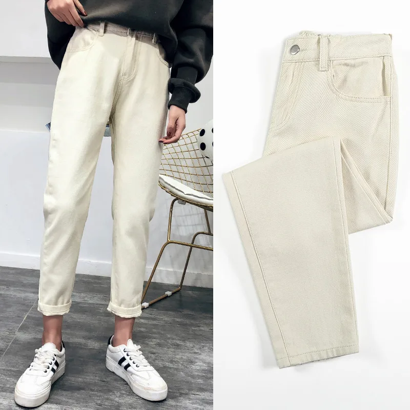 2019 Casual Jeans Woman High Waist Boyfriend Jeans ladies Plus Size Pink Black Denim Mom Jeans Pants Trousers jeans femme