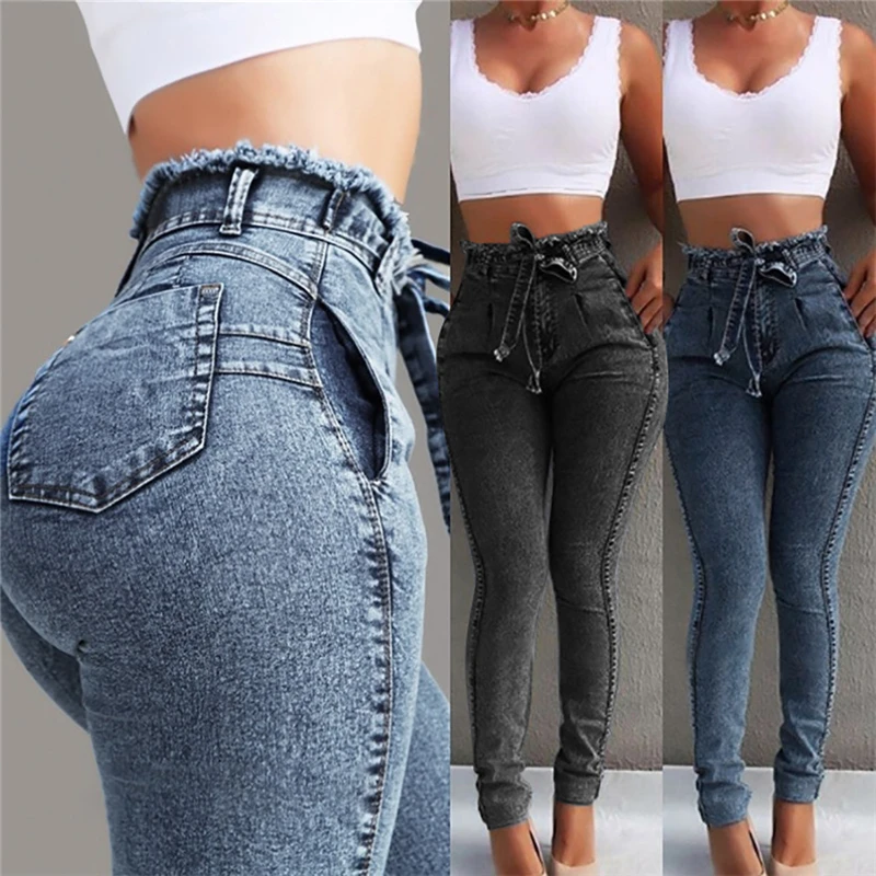Модные джинсы для женщин, эластичные, с кисточками, свободные, джинсовые, повседневные, узкие, облегающие джинсы LZ4