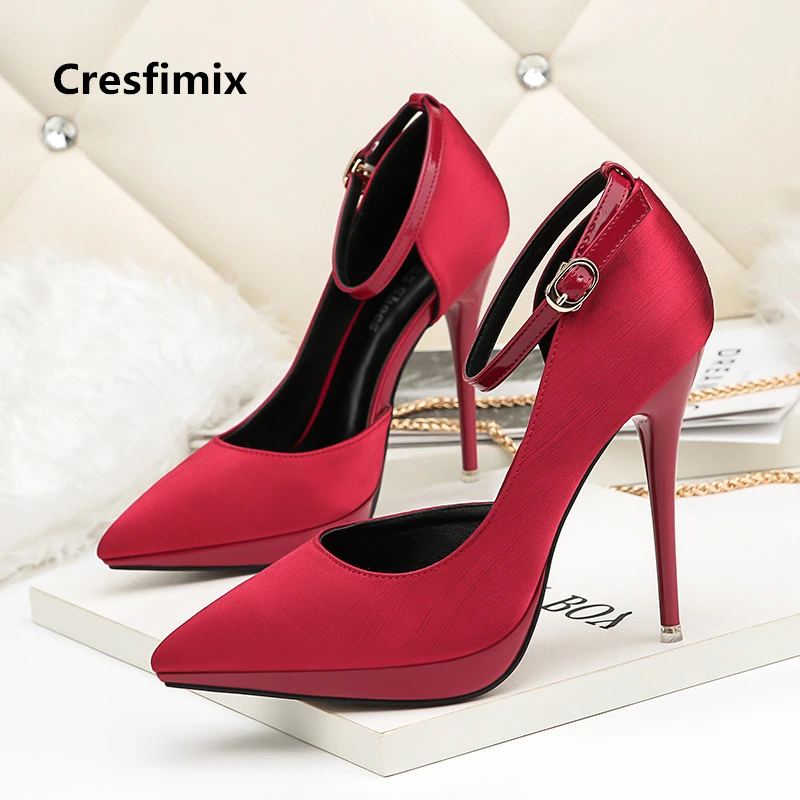 Cresfimix/2018 г.; женские уличные туфли высокого качества на высоком каблуке для отдыха; женские красные свадебные туфли из искусственной кожи;