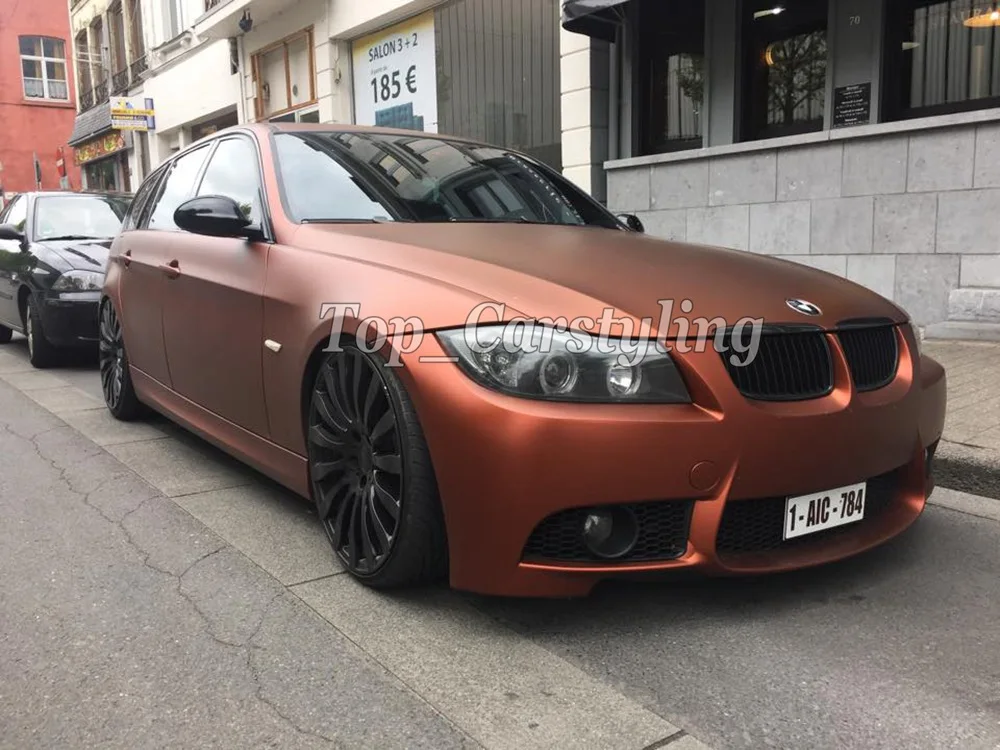 Brown Satin matte chrome Vinyl For Car Wrap Covering With Air Release