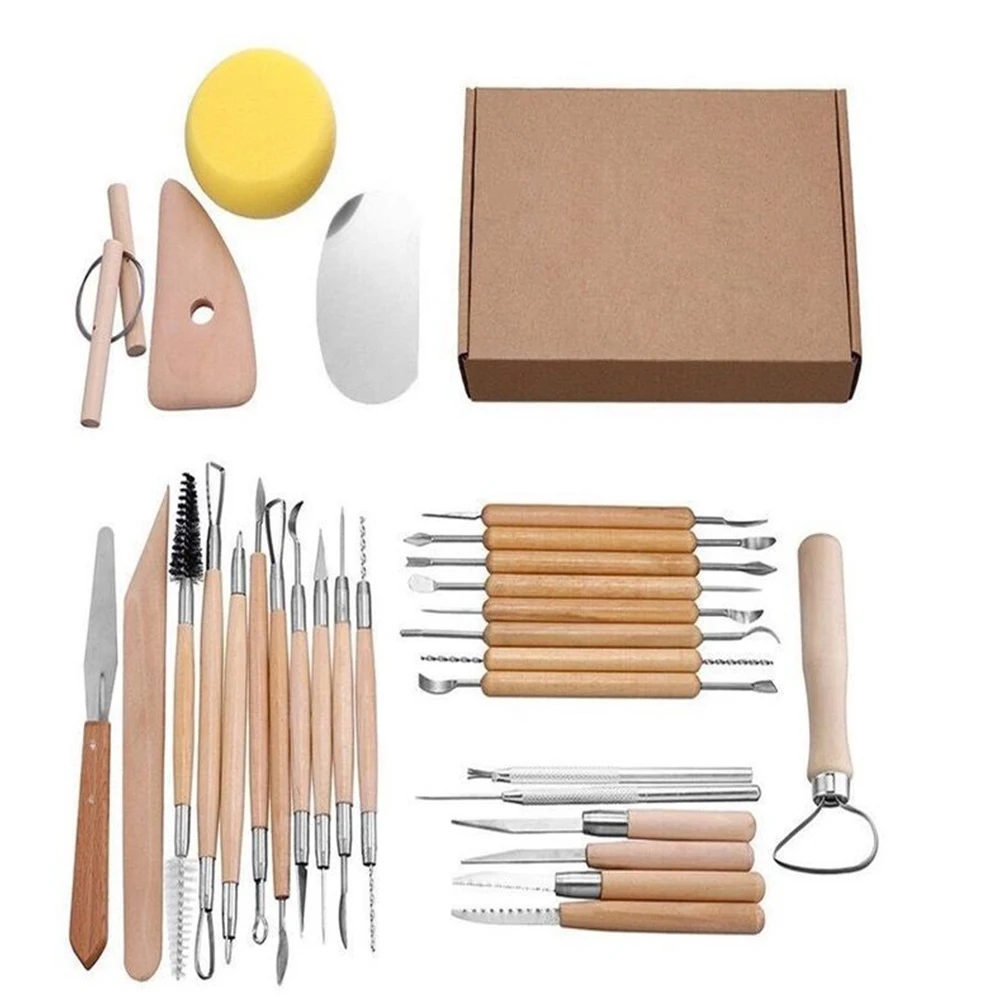 

30pcs Wood Metal Tool Light Weight For Beginners For Experts Pottery Clay Smooth Double-sided Sculpting Engraving