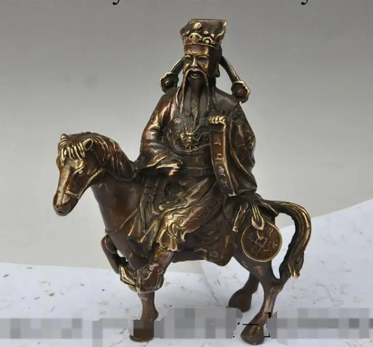 

S06862 8" Chinese Bronze wealth money coin Fortuna Mammon god ride Horse lucky statue discount 30% (C0324)