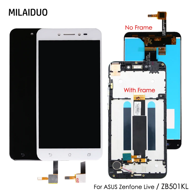 

Original LCD Display For Asus ZenFone Live ZB501KL X00FD A007 Touch Screen Digitizer Panel Assembly with Frame 5.0'' Black White