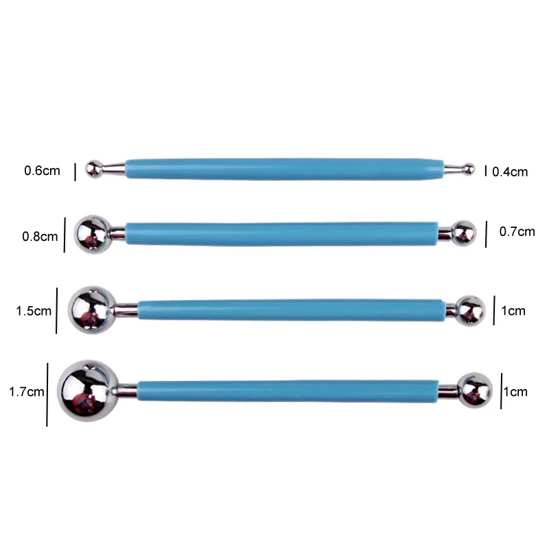 Профессиональные DIY из нержавеющей стали полимерные глиняные инструменты Инструменты для скульптуры игрушки для глины резьба формовочный шар стилус палочки - Цвет: 4pcs