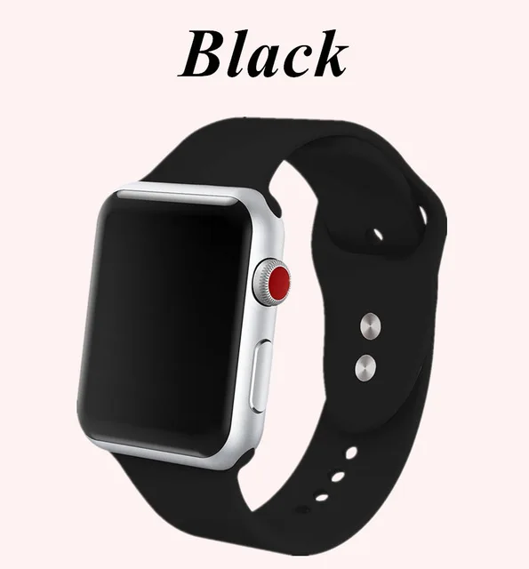 Спортивный силиконовый ремешок для iwatch серии 4321 Apple Watch Band мягкий силиконовый дышащий сменный ремешок 40 мм 42 мм 38 мм 44 мм - Цвет ремешка: black