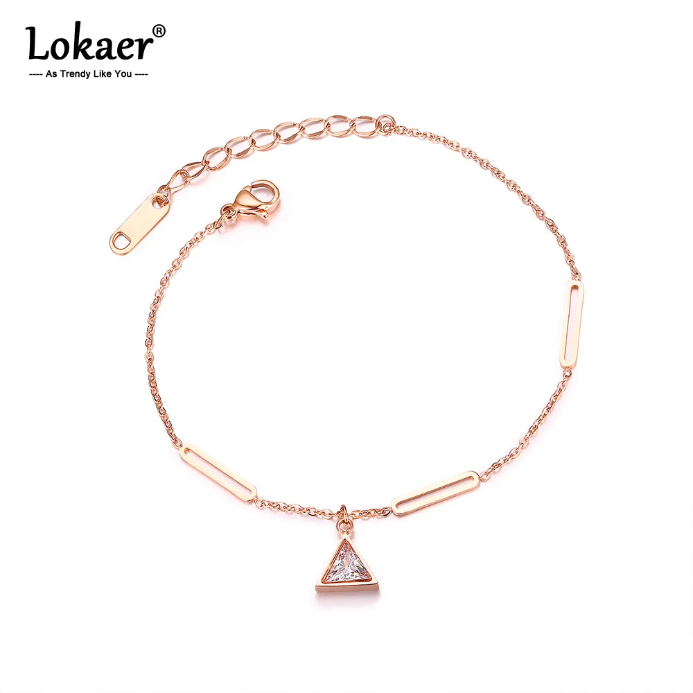 

Lokaer Geometric Triangle Zircon Titanium Steel Charm Bracelets Bohemia Chain & Link Bracelet Summer Vacation Jewelry OGS1003