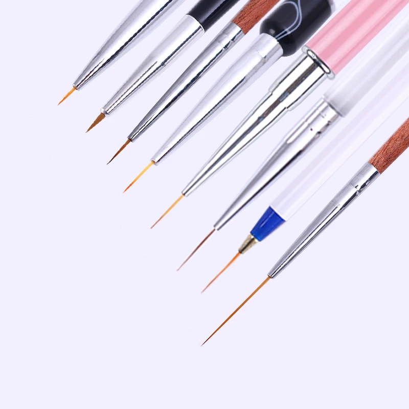 

8 Patterns Optional UV Gel Liner Brush Line Painting Pen 5mm-20mm Drawing Flower Brush for Nail Art Manicure Tool