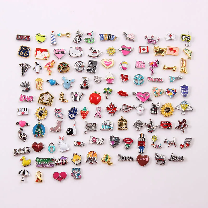 

200pcs/lot MIX Different Designs Enamel Charm Floating Charm For Floating Memory Living Locket