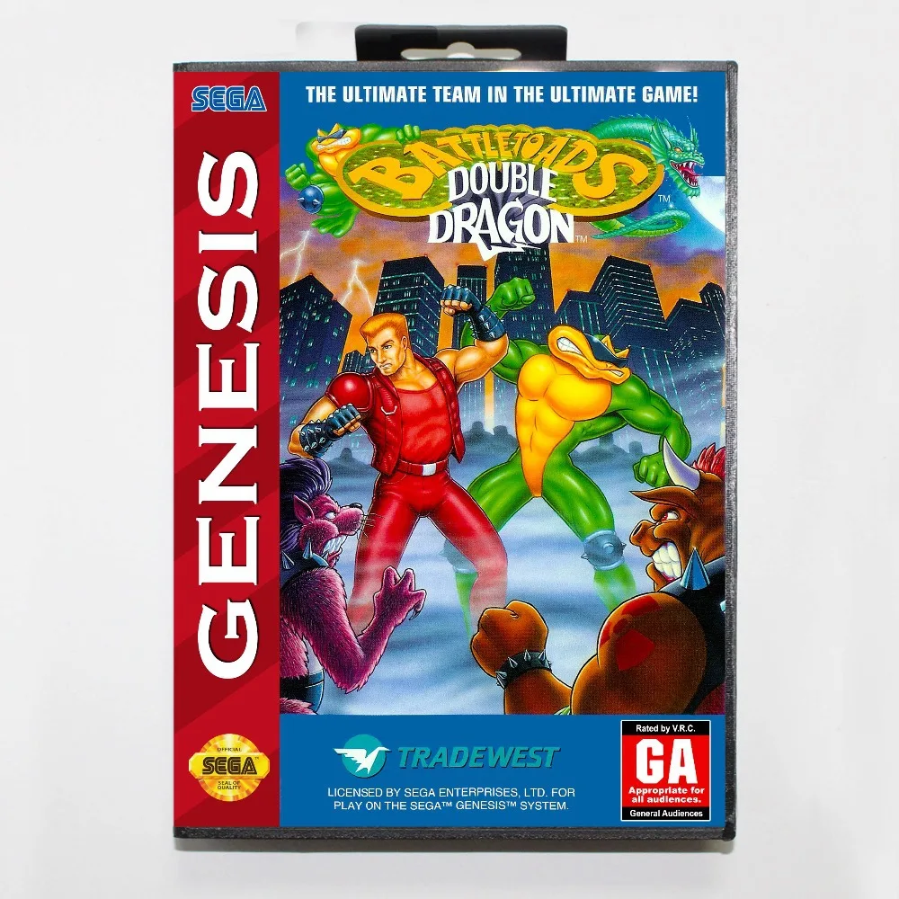 Battletoads и Double Dragon 16 бит MD карточная игра с коробкой для Sega megadrive/Genesis