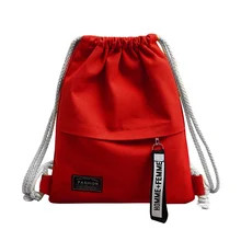 Lona drawstring mochila escola ginásio lona drawstring saco de lona pacote de armazenamento bolsa para escola volta pacote para adolescente(China)