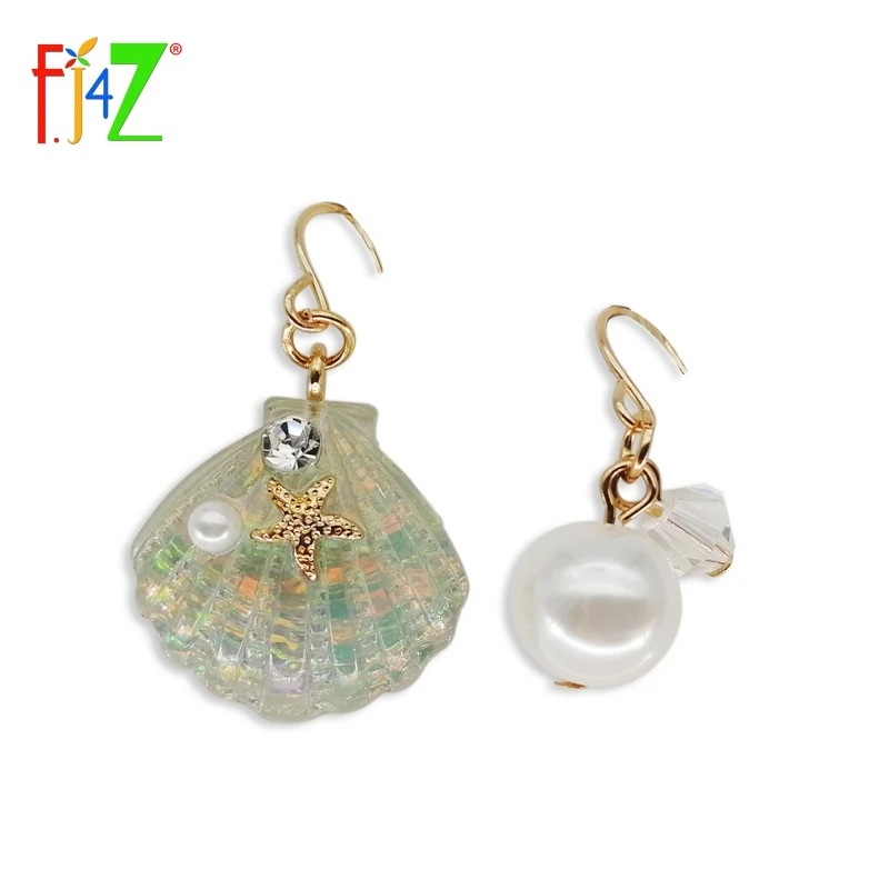 

2016 Summer Jewelry Fashion Elegant Resin Shell Seastar Faux Pearl Mix-matched Statement Drop Earrings for Women Brincos Grandes