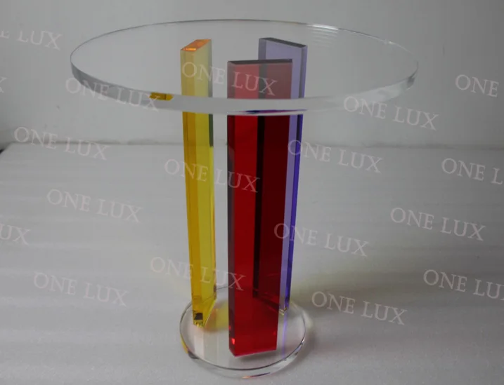 ONE LUX Acrylic Rainbow Coffee Table, Round Lucite Living room Tables Small Size