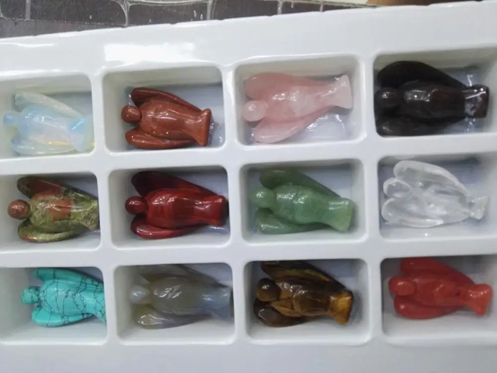 

Wholesale hand carved 12 natural gem angel ornaments