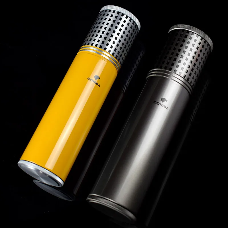 

COHIBA Travel Cigar Tube Jar Humidor Hygrometer with Humidifier