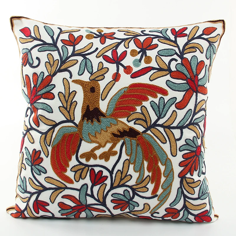 

Sofa or Car Seat Cotton Embroidery Decorative Throw Pillow Case Phoenix Style Cushion Cover Good Gift for Friends 45*45cm ZD79