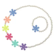 Модное ожерелье с бисером для девочек, браслет, милый детский комплект украшений со снежинками, детские ювелирные изделия(случайный цвет цветка