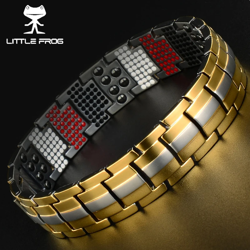 

LITTLE FROG 591PCS Health Energy Bio Magnetic Negative Ion Germanium Bracelet Mens Pure Titanium Bracelets&Bangles Men Jewelry