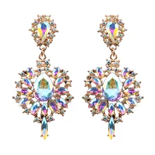 KMVEXO di Lusso Della Boemia di Cristallo di Cerimonia Nuziale Delle Donne Degli Orecchini di Fidanzamento Fascino Multi Colore Strass Boho Commercio All'ingrosso Ciondola Gli Orecchini