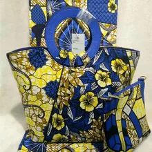 Estilo nigeriano Mujer Bolso Y bolsa de Tela De Algodón De Cera Cera 6 Yardas DF-429 Conjunto Precio Al Por Mayor El Envío Libre