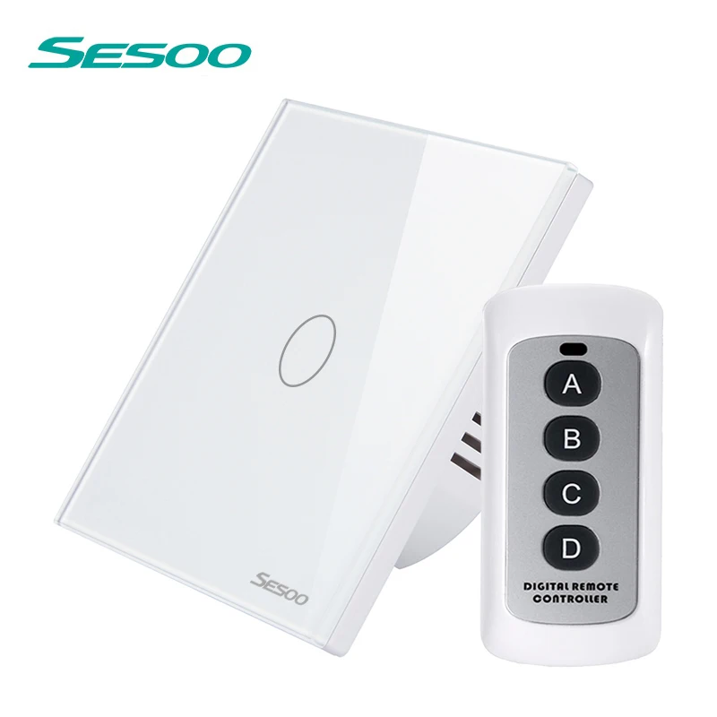 SESOO Light Touch Switch with Remote Control 1 Gang 1 Way Wireless Remote Light Switch Waterproof Glass Panel Light Switches цена SESOO Light Touch Switch with Remote Control 1 Gang 1 Way Wireless Remote Light Switch Waterproof Glass Panel Light Switches цены онлайн