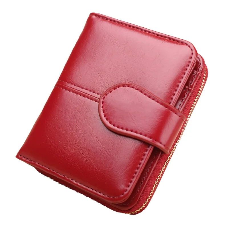 

KANDRA Women Small Wallet Fashion Hasp PU Leather Lady Snap Fastener Short Clutch Wallet Card Holder Female Zipper Coin Purses