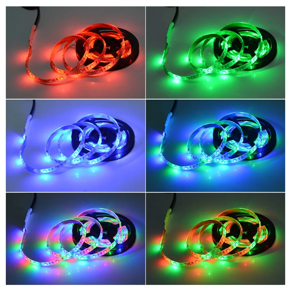 USB 5 В светодиодный RGB лента с пультом для кухни светодиодный светильник 1 м-5 м Светодиодная лента ТВ фоновое освещение настольные украшения