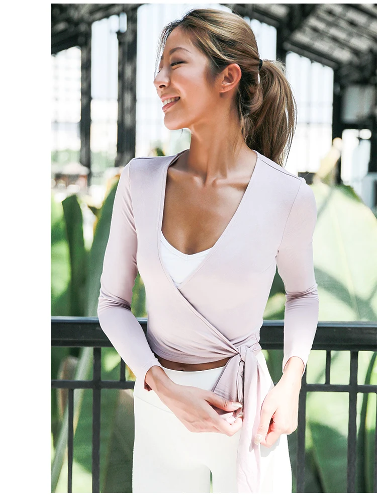 Новинка, женская рубашка для йоги в стиле русалки, сексуальная открытая спортивная футболка с длинным рукавом, можно носить спереди и сзади, две повязки, женская футболка