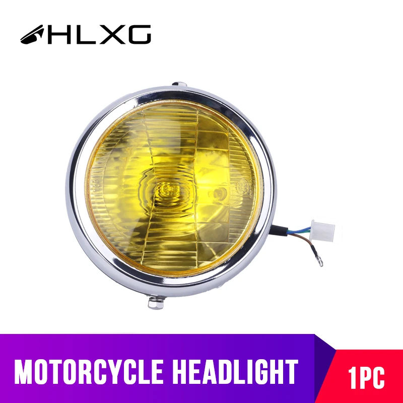 

1PC Motorcycle Headlight Bulbs Vintage Round Scooter Motorbike farol moto Car Accessories faro motocicleta Yellow White hlxg 12V