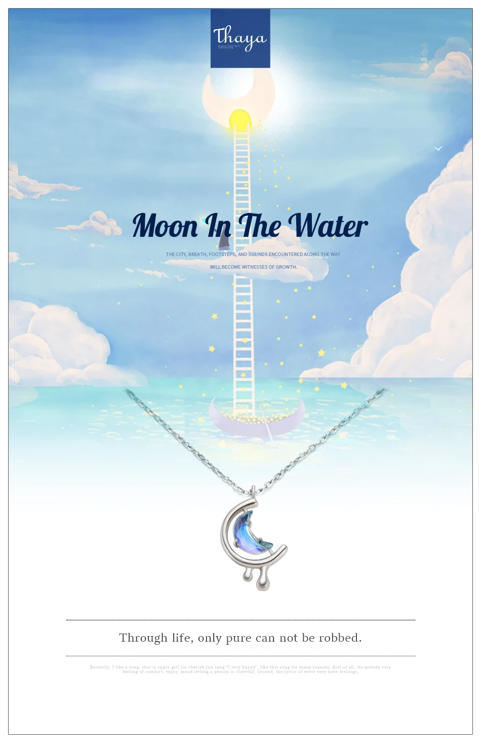 Thaya s925 Silver Water In The Moon Necklace Blue Moon Bohemia Women Choker Necklace for Women Jewelry Gift