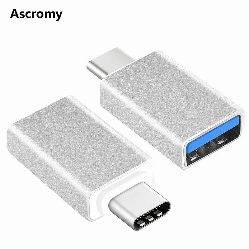 Ascromy 2PCS USB-C to USB 3.0 Adapter Type c For Xiaomi Mi A1 5X Mi5X Mia1 Oneplus 3t 5 3 Macbook Pro 2017 Type-C OTG adaptador (1)