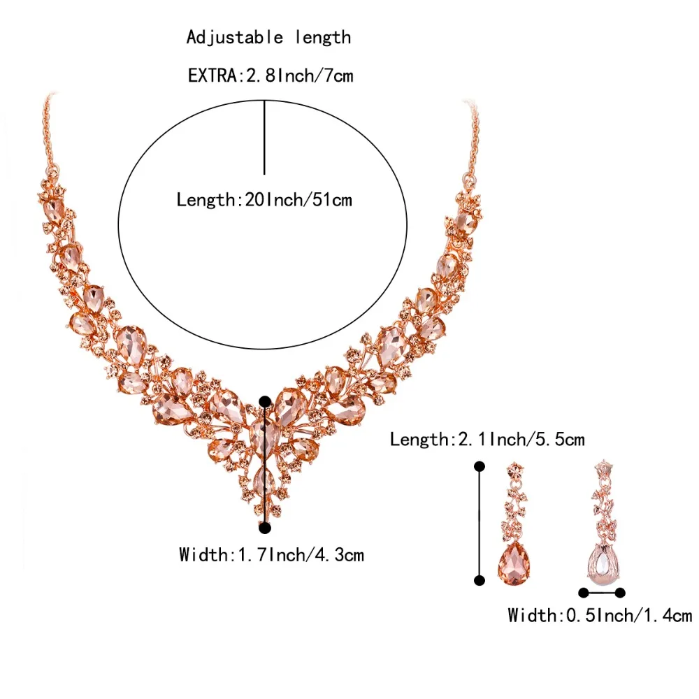 Набор свадебных ювелирных изделий Tuliper bijoux, серьги, женские вечерние колье