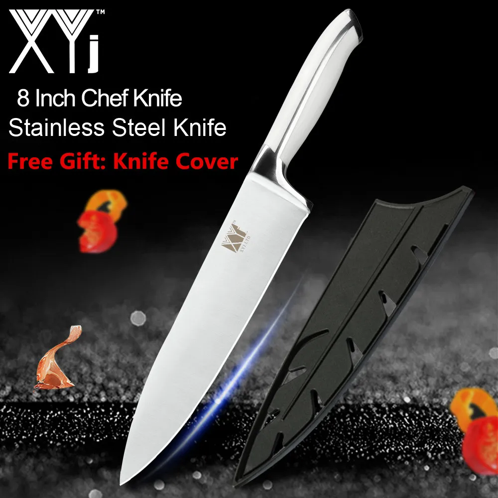 XYj кухонные ножи для приготовления пищи, нож для очистки овощей Santoku, нож для нарезки хлеба, ножи из нержавеющей стали, аксессуары для приготовления пищи с крышкой для ножа