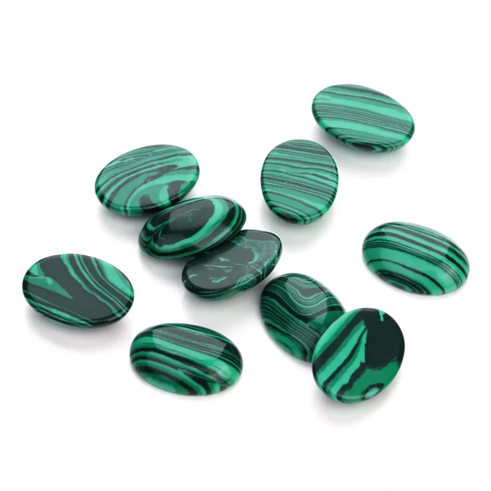 10pcs 천연 석재 타원형 플랫 백 10x14/13x18/18x25mm 녹색 옥 공작석 검은 마노 사암 카보 숑 DIY 쥬얼리 만들기위한