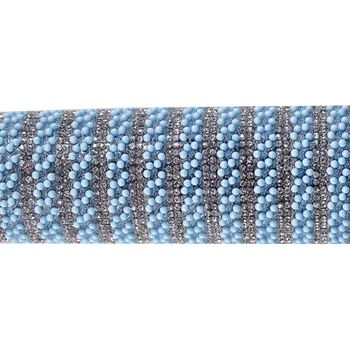 

1Sheet Blue Beaded Crystal Iron on Stickers Hot Fix Motif Rhinestones Triming Applique for Bag Clothes Accessories T2492